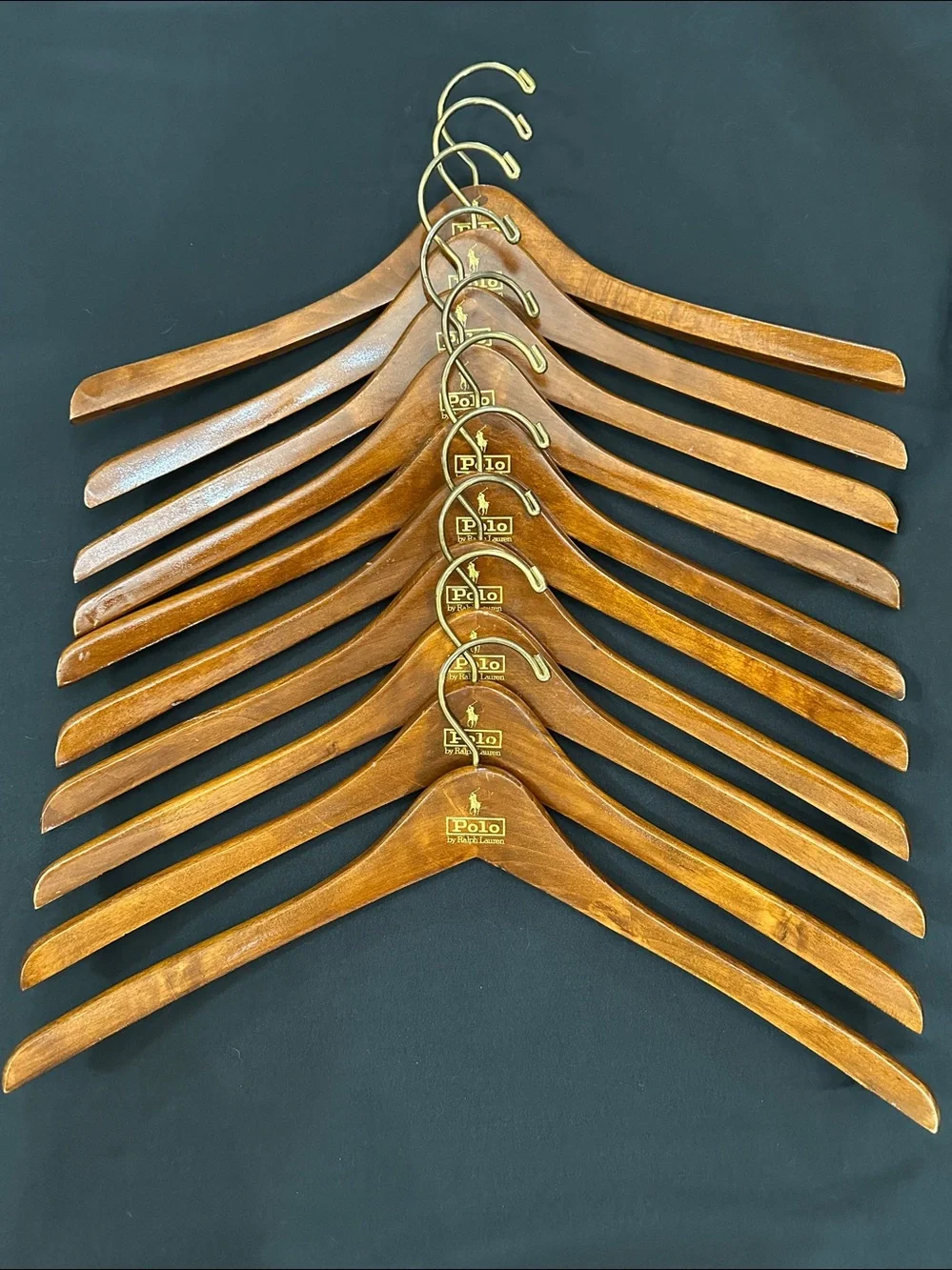 Polo Ralph Lauren With Pony Solid Wood Vintage Hangers - Lot of 10